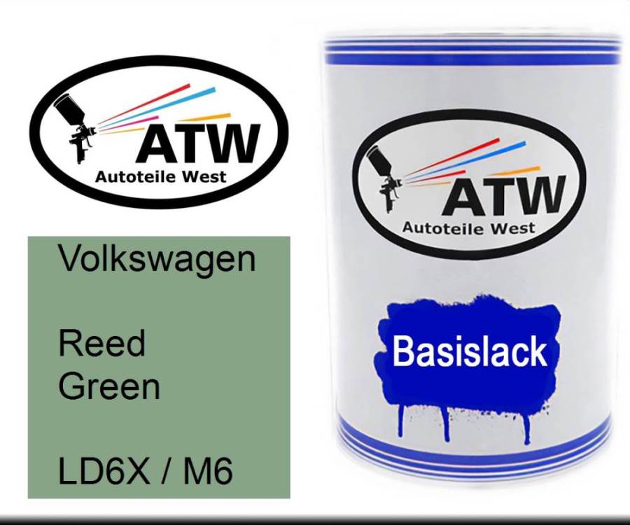 Volkswagen, Reed Green, LD6X / M6: 500ml Lackdose, von ATW Autoteile West.